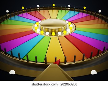 Prize Wheel With Empty Slices On Black Background
