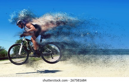 Pro moutain bike racer running so fast! - Powered by Shutterstock