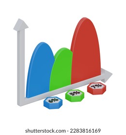 probability 3d rendering icon illustration, chart