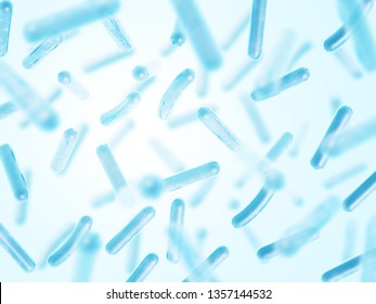 Probiotics Lactobacillus Acidophilus.  3d Illustration. Blue Color.