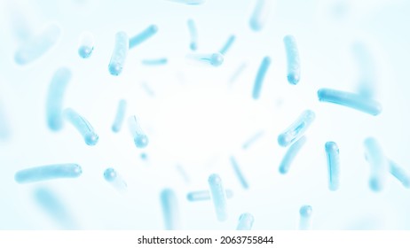Probiotics. Restoring the intestinal flora. Blue color. Lactobacillus. 3d illustration.