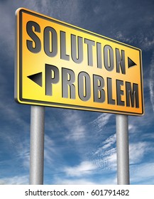 problem solution searching solutions by solving problems sign  3D, illustration
