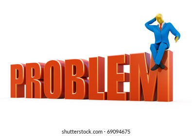 Problem word with man isolated on white
