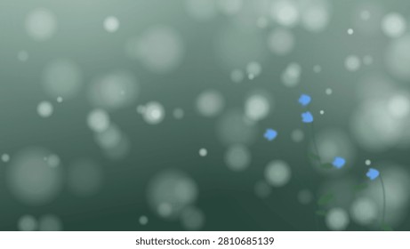 Procedural Math, abstract soft green bokeh background with tiny blue flowers