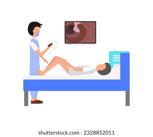 process of colonoscopy demonstration illustration