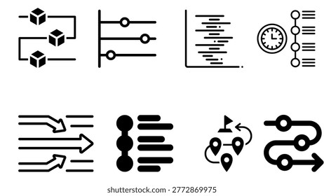 Process flow icons set: workflow timeline planning task management and project - Powered by Shutterstock - Get 15% off with code: PIKWIZARD15
