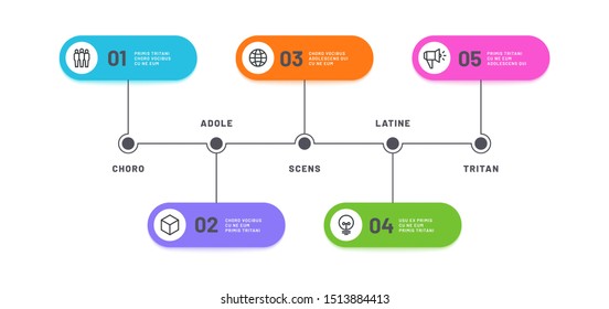Process infographic. Timeline with 5 steps. Business five options infochart. Workflow processing diagram template