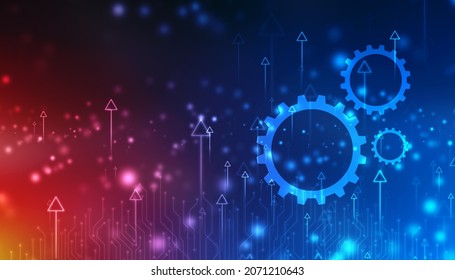 Process Management, Optimization Operation, Fix Strategy Industry, Transmission Gear Wheel, Software Update Status, Cog Gear Wheel With Arrows On The Technology Abstract Background