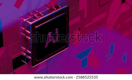 Processor with AI letters on a circuit board
