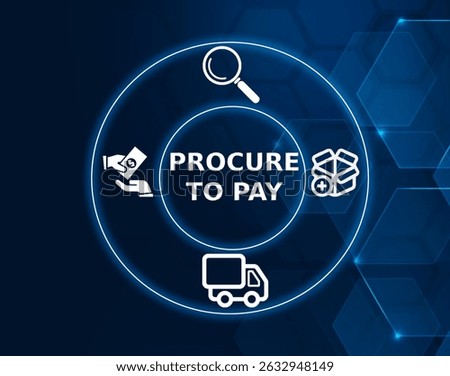 procure to pay tech concept.A business process that covers the acquisition of goods and services, from purchase order creation to payment.