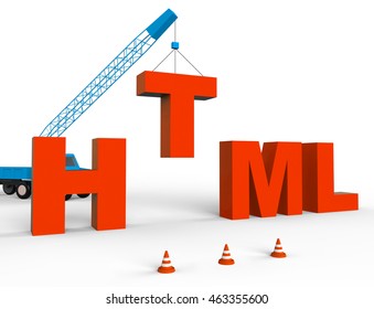 Produce Html Meaning Hypertext Markup Language And Website 3d Rendering