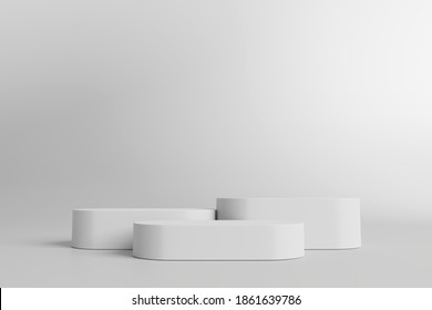 Product Display Podium On White Background. 3D Rendering		