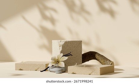 Product presentation scene showcasing backdrop 3d rendering