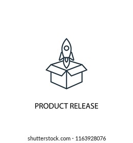 Product release concept line icon. Simple element illustration. Product release concept outline symbol design from startup set. Can be used for web and mobile UI/UX