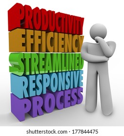 Productivity Efficiency Streamline Responsive Process 3D Words Thinker