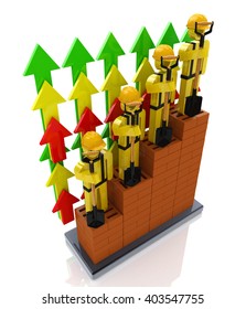 Productivity Progress Growth In The Construction Industry - Professional Growth.3D Illustration