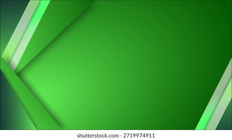 A professional abstract background featuring overlapping diagonal paper-style layers in various shades of green and lime with subtle drop shadows.