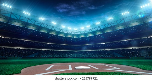 Professional baseball grand arena in the night