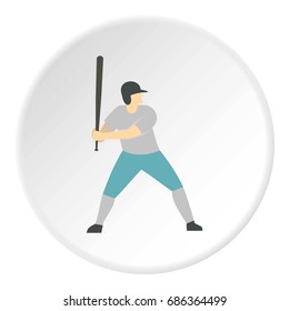 Professional Baseball Player Icon In Flat Circle Isolated  Illustration For Web