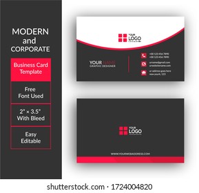 Professional Corporate business card Template Front and back view of Red and Black Business card - Powered by Shutterstock