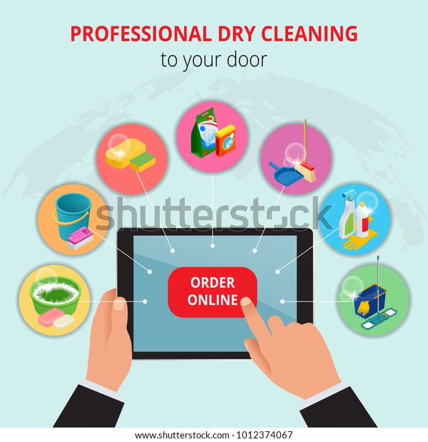 Professional Dry Cleaning Your Door Conept Stock Illustration