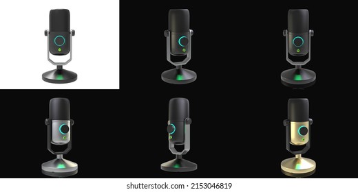 Professional Microphone On Black And White Background 3d Rendering Illustration