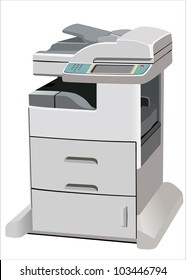 Professional multifunction printer isolated on white