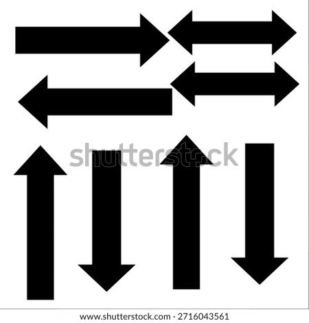 A professional set of 3d vector arrows featuring green up and red down direction signs designed as web icons and business motion symbols for success concepts.