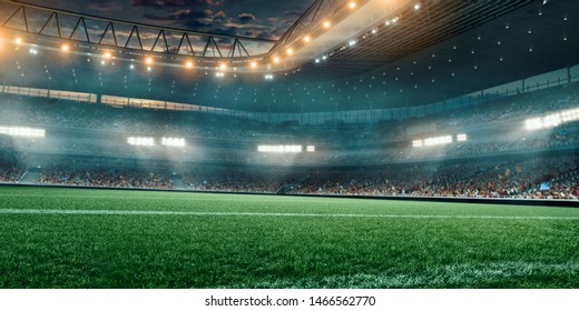 Professional Soccer Field Stadium. 3D Illustration