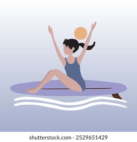 Professional surfing athlete woman ride surfboard on big wave - Powered by Shutterstock