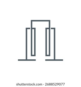 Professional vector logo featuring clean, geometric lines forming a modern skyscraper silhouette. This minimalist architectural icon is ideal for real estate development, urban planning, construction firms, and high-rise property management.