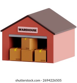 Professionally rendered 3D icon pack illustrating Warehouse management, storage, and logistics for modern e-commerce and online business visual design projects.
