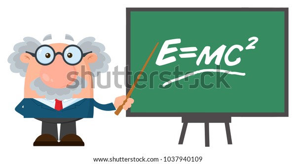 Professor Scientist Cartoon Character Pointer Presenting Stock 