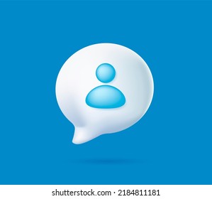 Profile 3d Icon. Speach Bubble And Avatar Icon, People, Talk. Dialog, Chat Speech Bubble. 3d Render Illustration Isolated On Background. UI, Ux Interface Icon Free To Edit. Avatar Profile Icon