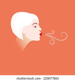 Profile Female Face Blowing Stock Illustration 220077865 | Shutterstock