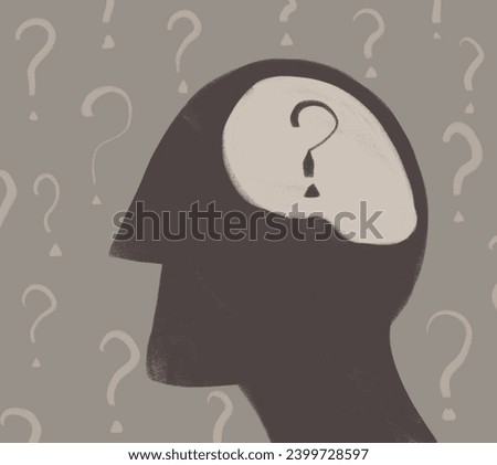 profile of a man with a question mark. simple illustration