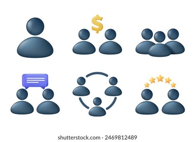 Profile picture, avatar. Modern UI icons set for website interface illustration. Meeting web icon set in 3D style. Conference, team, brainstorm, seminar, interview, collection. - Powered by Shutterstock