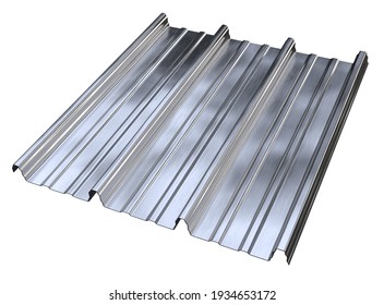 Profile Sheet Of Metal Isolated On White. 3d Rendering