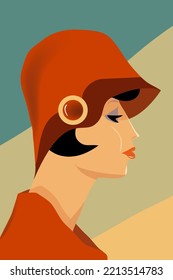 The Profile Of A Woman Wearing A Stylish Cloche Style Hat Is Featured.