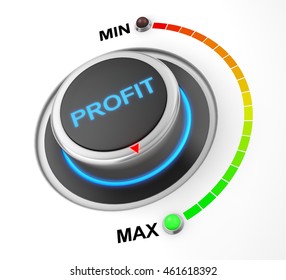 profit button position. Concept image for illustration of profit in the maximum position , 3d rendering