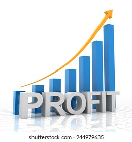 Profit Growth Chart, 3d Render, White Background