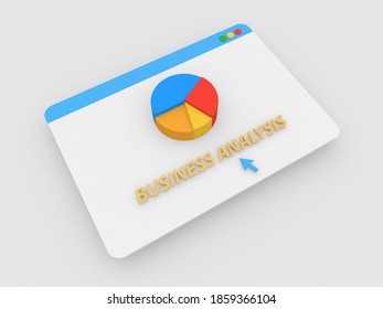 Profit level graph in internet browser. 3d render illustration.