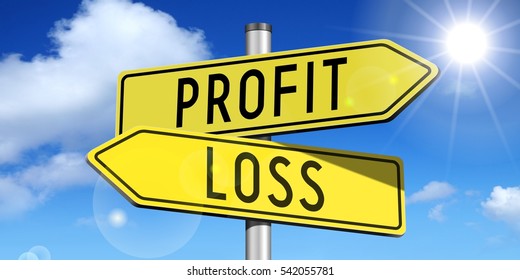 Profit, Loss - Yellow Road-sign