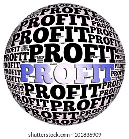 Profit word cloud globe over white