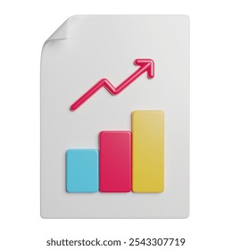 Profits Report Document 3D Rendering Illustration