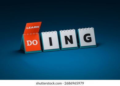 Program 3d render A flip sign with the words 