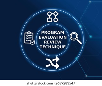 program evaluation review technique concept.PERT is a project management tool analyzing task durations and dependencies.