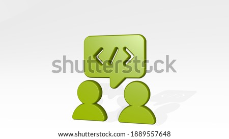 programming team chat 3D icon casting shadow, 3D illustration