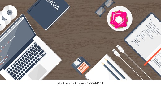 Programming Coding Backgroundflat Designprogram Source Codesoftware ...