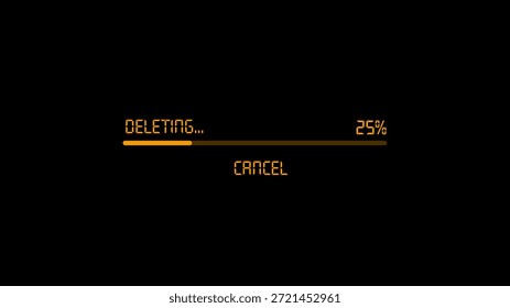 Progress bar displaying deletion process isolated on white background